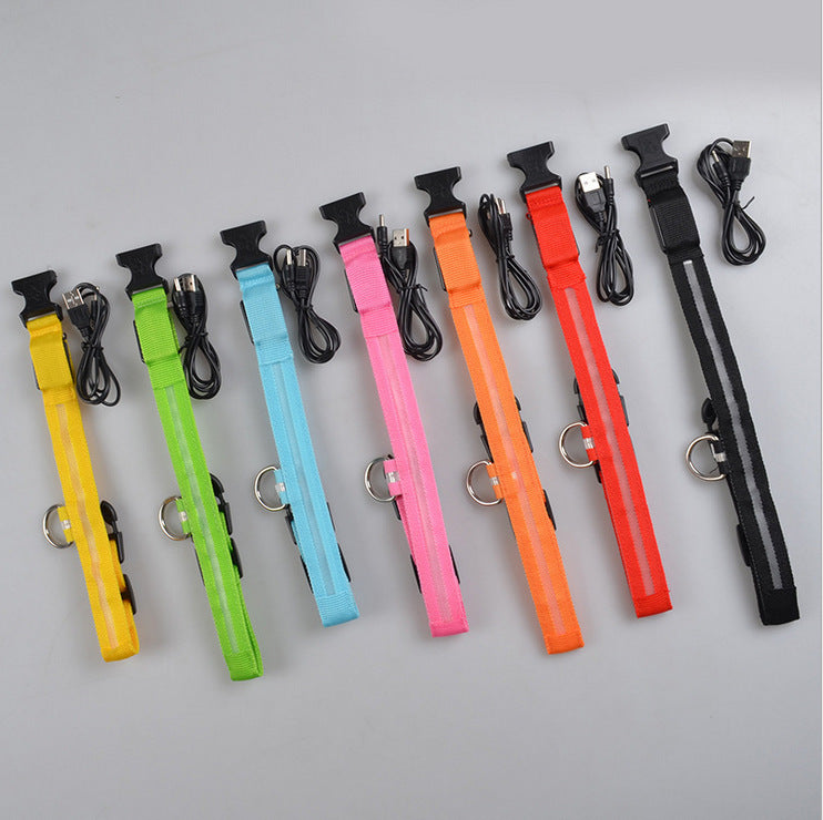 Collar LED Luminoso para Perros y Gatos – Seguridad Nocturna Ajustable