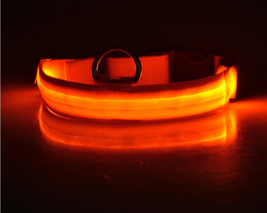 Collar LED Luminoso para Perros y Gatos – Seguridad Nocturna Ajustable