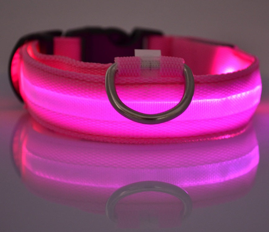Collar LED Luminoso para Perros y Gatos – Seguridad Nocturna Ajustable