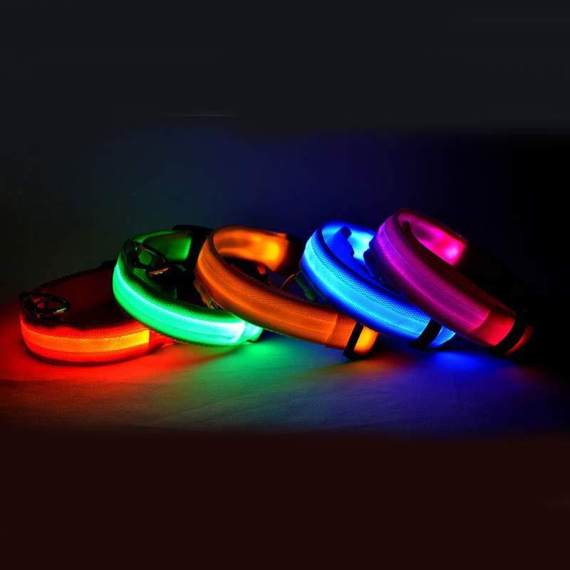 Collar LED Luminoso para Perros y Gatos – Seguridad Nocturna Ajustable