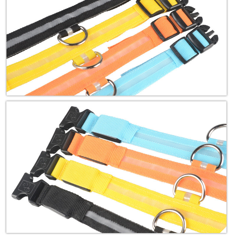 Collar LED Luminoso para Perros y Gatos – Seguridad Nocturna Ajustable